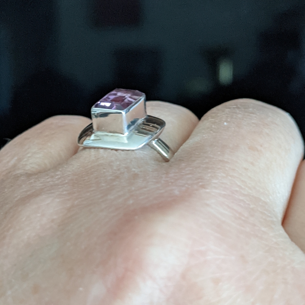 Natural Purple Amethyst, 925 Silver Ring, size 9 - Picture 9 of 9